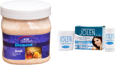 

Pink Root Diamond Scrub 500ml and JOLEN Oxy Bleach Crème 35g(Set of 2)