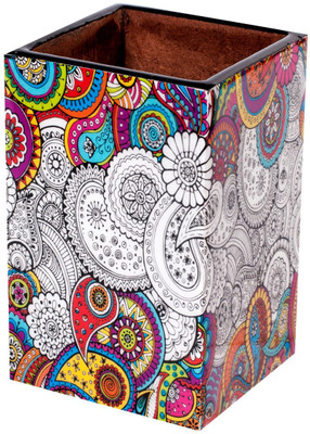 

Scrafts 1 Compartments Wooden Pen Holder(White)