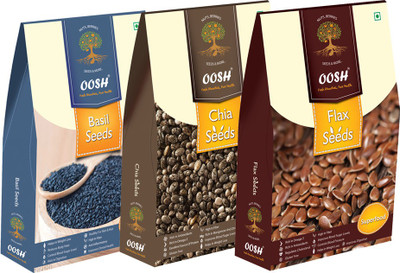 

Oosh Brown Flax Seeds, Chia Seeds, Sweet Basil Seeds(1500 g, Pack of 3)