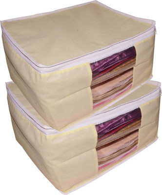 

Afrose High Quality Multipurpose Non-Woven Plain 10inch Saree Cover 2PC Capacity 10-15 Units Saree/Blouse Each(Cream)