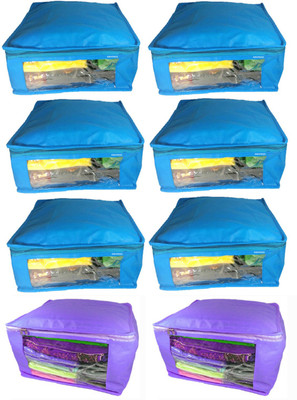 

Afrose High Quality Multipurpose Plain 2 pcs Purple and 6 PC Blue Saree Cover Capacity 10-15 Units Saree/Blouse Each(Purple, Blue)
