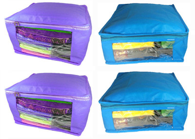 

Afrose High Quality Multipurpose Plain 2 pcs Purple and 2 PC Blue Saree Cover Capacity 10-15 Units Saree/Blouse Each(Purple, Blue)