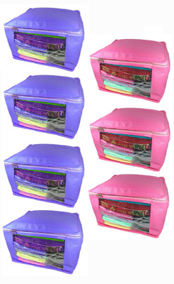 

Afrose High Quality Multipurpose Plain 3 pcs Pink and 4 PC Blue Saree Cover Capacity 10-15 Units Saree/Blouse Each(Pink, Purple)