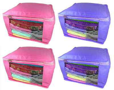 

Afrose High Quality Multipurpose Plain 2 pcs Pink and 2 PC Blue Saree Cover Capacity 10-15 Units Saree/Blouse Each(Pink, Purple)