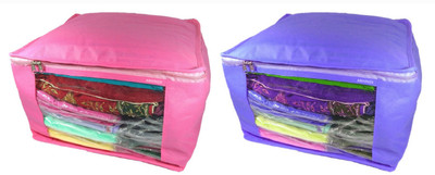 

Afrose High Quality Multipurpose Plain 1 pcs Pink and 1 PC Blue Saree Cover Capacity 10-15 Units Saree/Blouse Each(Pink, Purple)