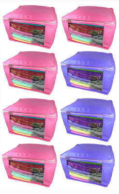 

Afrose High Quality Multipurpose Plain 5 pcs Pink and 3 PC Blue Saree Cover Capacity 10-15 Units Saree/Blouse Each(Pink, Purple)