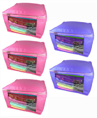 

Afrose High Quality Multipurpose Plain 3 pcs Pink and 2 PC Blue Saree Cover Capacity 10-15 Units Saree/Blouse Each(Pink, Purple)