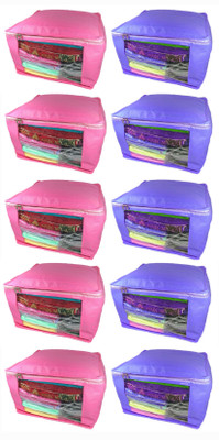 

Afrose High Quality Multipurpose Plain 5 pcs Pink and 5 PC Blue Saree Cover Capacity 10-15 Units Saree/Blouse Each(Pink, Purple)