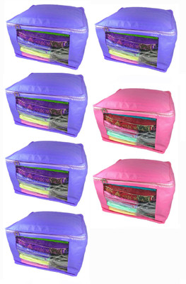 

Afrose High Quality Multipurpose Plain 2 pcs Pink and 5 PC Blue Saree Cover Capacity 10-15 Units Saree/Blouse Each(Pink, Purple)