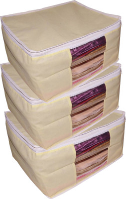 

Afrose High Quality Multipurpose Non-Woven Plain 10inch Saree Cover 3PC Capacity 10-15 Units Saree/Blouse Each(Cream)