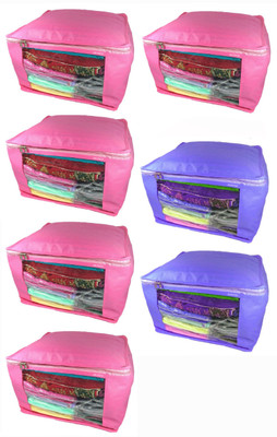 

Afrose High Quality Multipurpose Plain 5 pcs Pink and 2 PC Blue Saree Cover Capacity 10-15 Units Saree/Blouse Each(Pink, Purple)