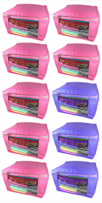 

Afrose High Quality Multipurpose Plain 7 pcs Pink and 3 PC Blue Saree Cover Capacity 10-15 Units Saree/Blouse Each(Pink, Purple)
