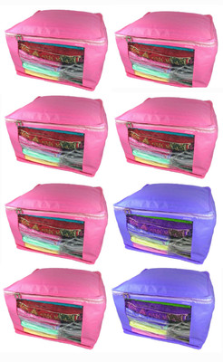 

Afrose High Quality Multipurpose Plain 6 pcs Pink and 2 PC Blue Saree Cover Capacity 10-15 Units Saree/Blouse Each(Pink, Purple)