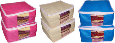 

Afrose High Quality Combo deal Large 10inch 2pc Pink saree cover 2pc Blue Cover cover 2pc Cream saree cover Capacity 10-15 Units Saree/Blouse Each(Multicolor)
