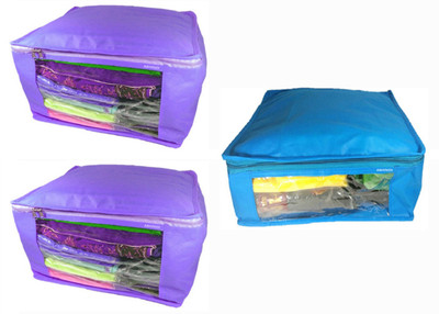 

Afrose High Quality Multipurpose Plain 2 pcs Purple and 1 PC Blue Saree Cover Capacity 10-15 Units Saree/Blouse Each(Purple, Blue)