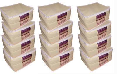 

Afrose High Quality Multipurpose Non-Woven Plain 10inch Saree Cover 12PC Capacity 10-15 Units Saree/Blouse Each(Cream)