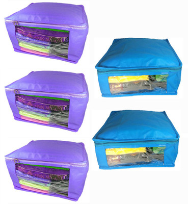 

Afrose High Quality Multipurpose Plain 3 pcs Purple and 2 PC Blue Saree Cover Capacity 10-15 Units Saree/Blouse Each(Purple, Blue)