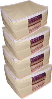 

Afrose High Quality Multipurpose Non-Woven Plain 10inch Saree Cover 4PC Capacity 10-15 Units Saree/Blouse Each(Cream)