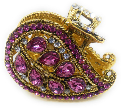 

Khubsurat Metal Hair Clutcher / Hair Claw Clip stud with Rani Colour Stone and Kundan, Gold Tone Hair Jewelry Hair Claw(Gold, Pink)