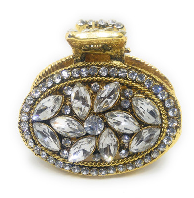 

Khubsurat Metal Hair Clutcher / Hair Claw Clip stud with White Stone and Kundan, Gold Tone Hair Jewelry Hair Claw(Gold)