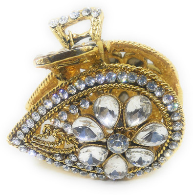 

Khubsurat Metal Hair Clutcher / Hair Claw Clip stud with White Stone and Kundan, Gold Tone Hair Jewelry Hair Claw(Gold)
