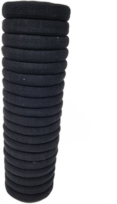 

Rbasics Black hair ponytail holder elastic rubberband soft fabric medium size pack of 19 Rubber Band(Black)