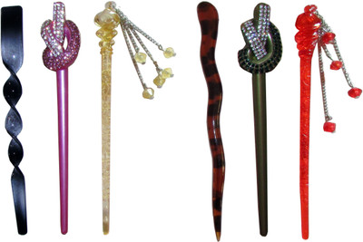 

Abu Combo of Multi Color Juda Sticks Bun Stick(Multicolor)