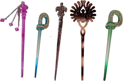 

RUUK Combo of Multi Color Juda Sticks Bun Stick(Multicolor)