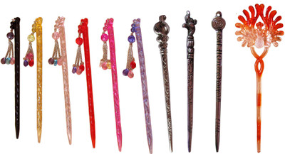 

SAHAJ Combo of Multi Color Juda Sticks Bun Stick(Multicolor)