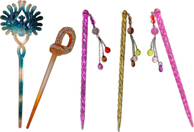 

RIOOP Combo of Multi Color Juda Sticks Bun Stick(Multicolor)