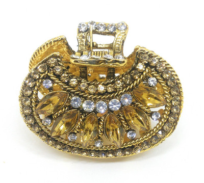 Khubsurat Metal Hair Clutcher / Hair Claw Clip stud with White & Golden Stone and Kundan, Gold Tone Hair Jewelry Hair Claw(Gold)
