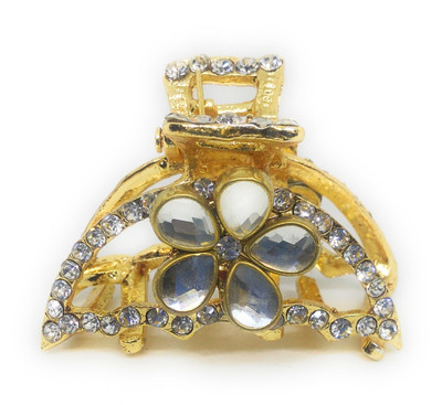 

Khubsurat Metal Hair Clutcher / Hair Claw Clip stud with White Stone and Kundan, Gold Tone Hair Jewelry Hair Claw(Gold)