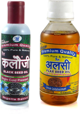 

TUSHAR 100%Premium Flax Seed Oil &Black seed oil(Kalonji) combo pack of 2 bottles of 200ML Hair Oil(200 ml)
