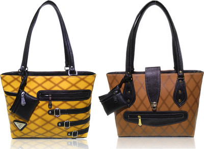 AZED Collections Shoulder Bag(Yellow, Brown), Brown;yellow