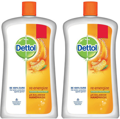 

Dettol Re-energize Hand Wash(1800 ml, Bottle, Pack of 2)
