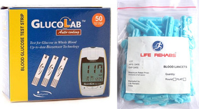 

Gluco Lab 50 strips with life rehabs 50 lancets Health Care Appliance Combo