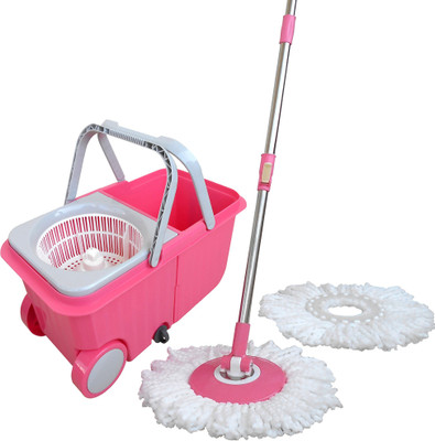 

fashion rokz Similar to Gala Twin Bucket Spin with trolley wheel Wet & Dry Mop(Pink)