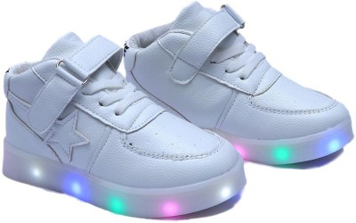 FEETWELL Boys Velcro Sneakers(White 
