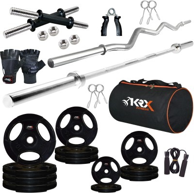 KRX 90 kg Professional Combo 2 with Metal Integrated Rubber Plates Home Gym Combo
