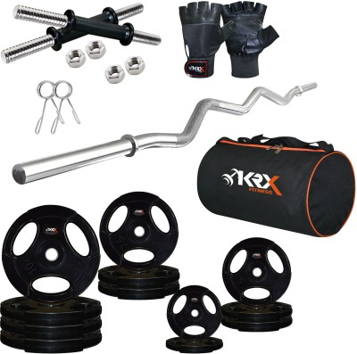 KRX 90 kg Professional Combo 4 with Metal Integrated Rubber Plates Home Gym Combo