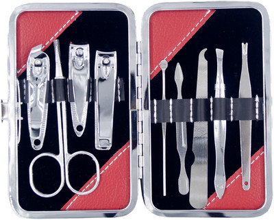 

One Personal Care 9 IN 1 Stainless Steel Travel & Manicure Grooming Kit With Leather Case(90 g, Set of 9)