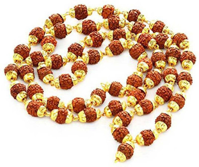 Vridaann Rudraksha Jap Mala with gold plated beads Brass Plated Wood Chain