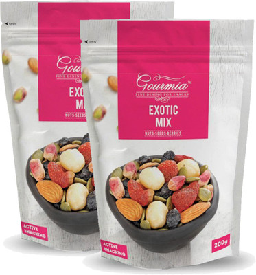

Gourmia Exotic Mix Nuts-Seeds & Berries Active Snacking (Pack Of 2)(400 g, Pouch)