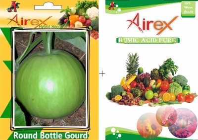 Airex Round Bottle Gourd (Hybrid) Vegetables Seed + Humic Acid Fertilizer (For Growth of All Plant and Better Responce) 15 gm Humic Acid + Pack Of 25 Seed Per Packet Seed(25 per packet)