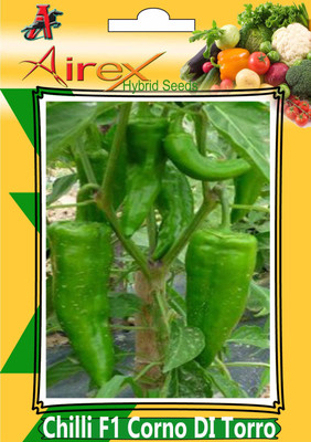 Airex Chilli F1 Corno DI Torro (Hybrid) Vegetables Seed (8 Packet Of Chilli F1 Corno DI Torro) Seed (Pack of AVG 20-30 Seed * 8 Per Packet) Seed(240 per packet)