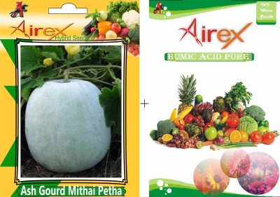 Airex Ash Gourd Mithai Petha (Hybrid) Seed + Humic Acid Fertilizer (For Growth of All Plant and Better Responce) 15 gm Humic Acid + Pack Of 20 Seed Per Packet Seed(20 per packet)