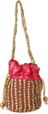 

Krishnosys Ethnic HandCrafted Pouch Potli(Pink,Gold) Potli(Pink, Gold), Gold;pink
