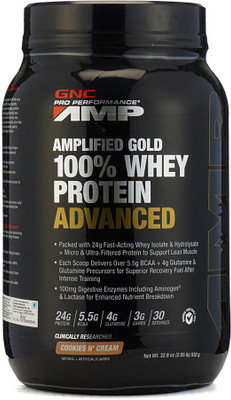 

GNC Pro Performance 100% Amplified Gold Whey Protein Advanced (Cookies N Cream) (2.05lb) Whey Protein(930 g, Cookies and Cream)