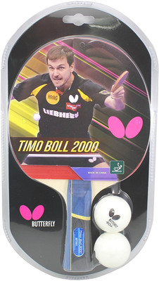 Butterfly timo boll 2000 ( with 2 ball ) Multicolor Table Tennis Racquet(Pack of: 1, 0.35 g)