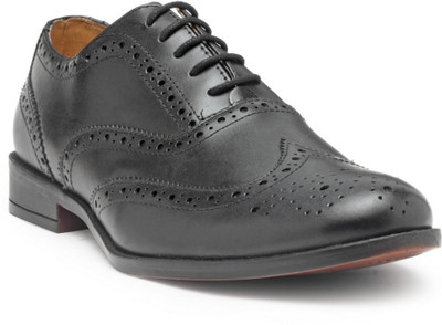 

Hats Off Accessories Genuine Leather Premium Brogues Shoes Lace Up For Men(Black